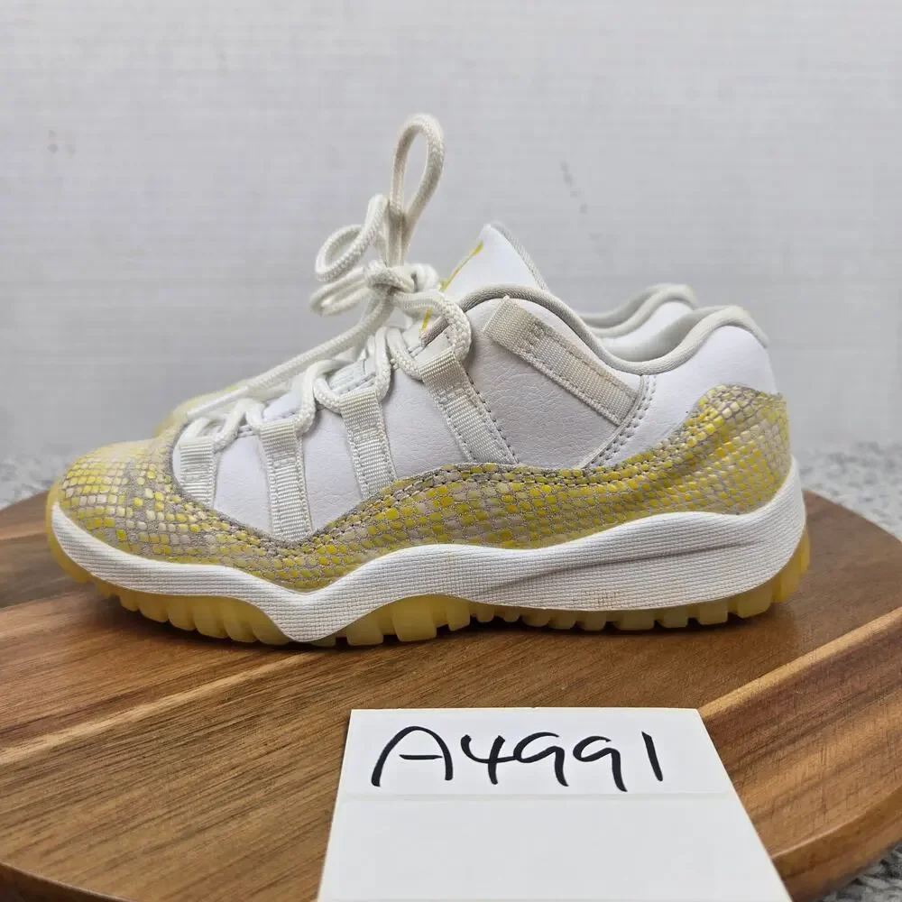 Jordan 11 Retro Low PS PreSchool Kids 1y Yellow Snakeskin Daily Casual Sneaker